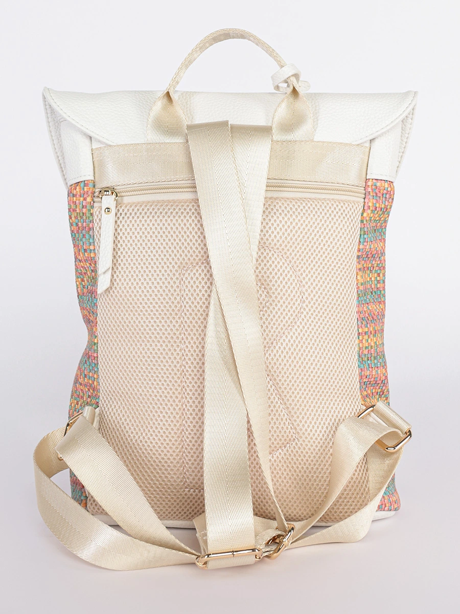 Рюкзак белого цвета с эффектом цветного плетения